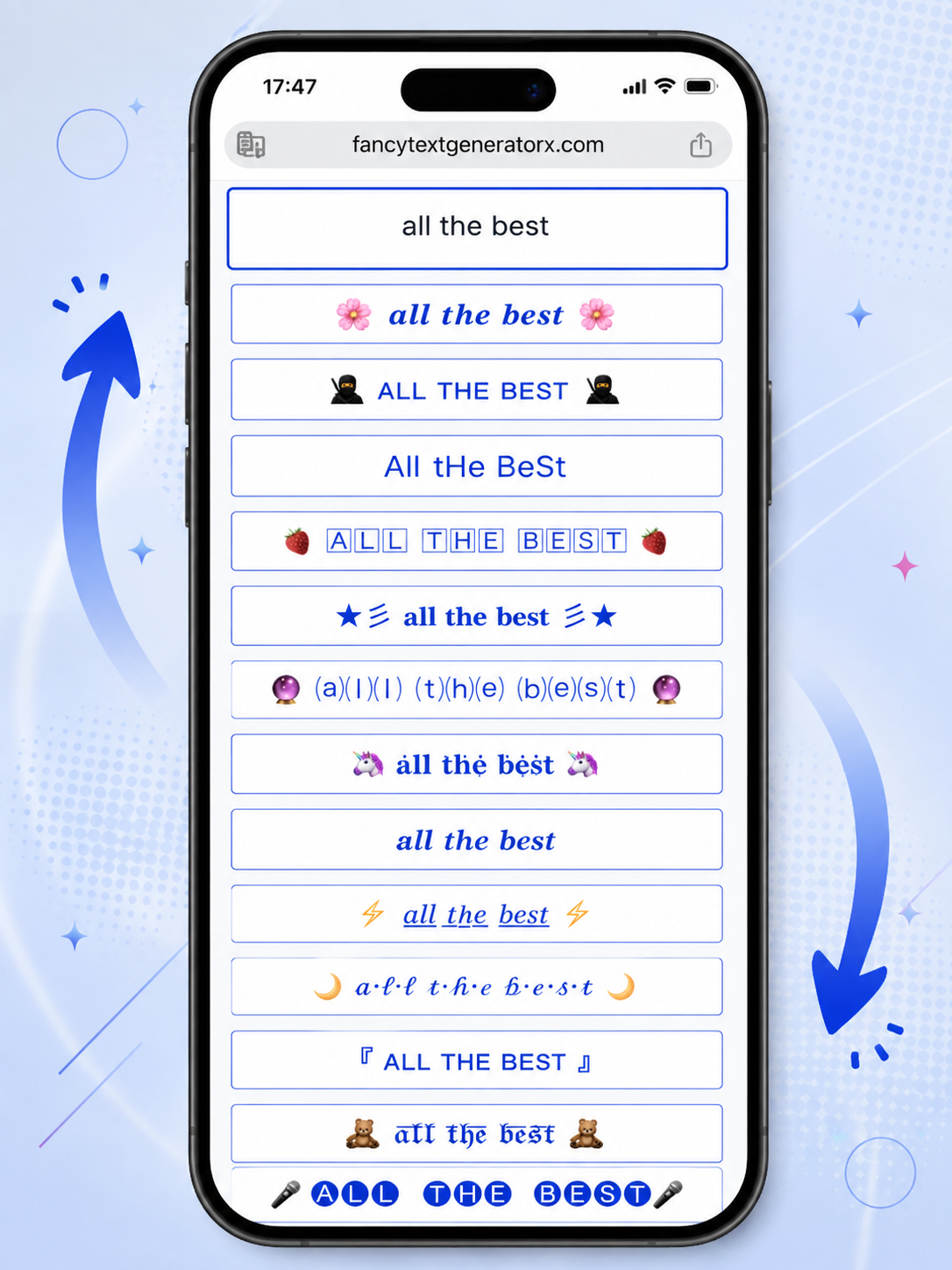 Browsing fancy Unicode text styles